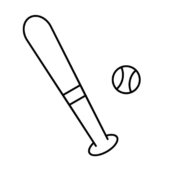 Icon set of baseball bat and baseball ball. Baseball club. Vector.