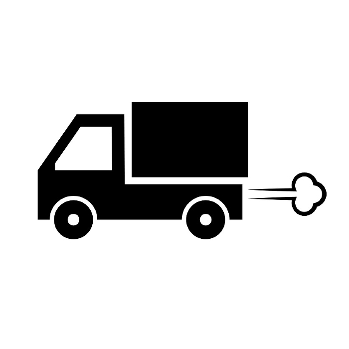 Silhouette icon of a truck in operation. Vector.