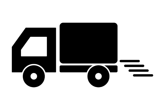 Silhouette icon of a truck in delivery. Vector.