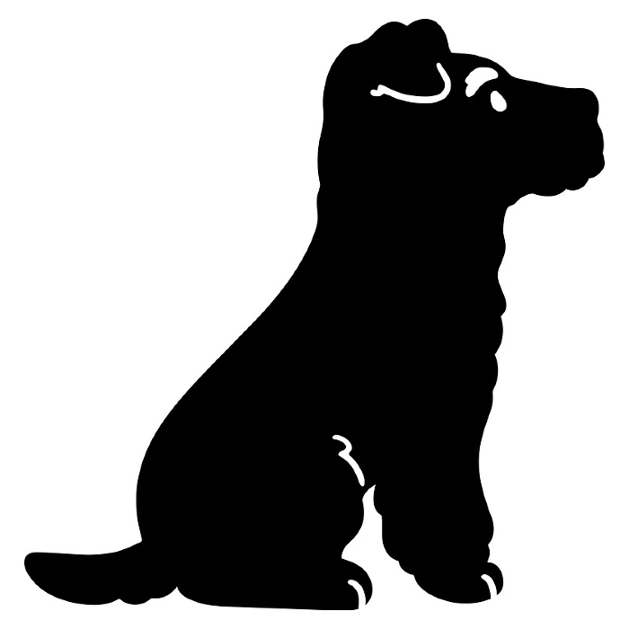 Simple and cute silhouette of a Wyre Fox Terrier sitting facing sideways with face