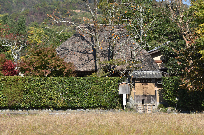 Distant view of the Rokkakisha Hermitage, Sagano, Ukyo-ku, Kyoto