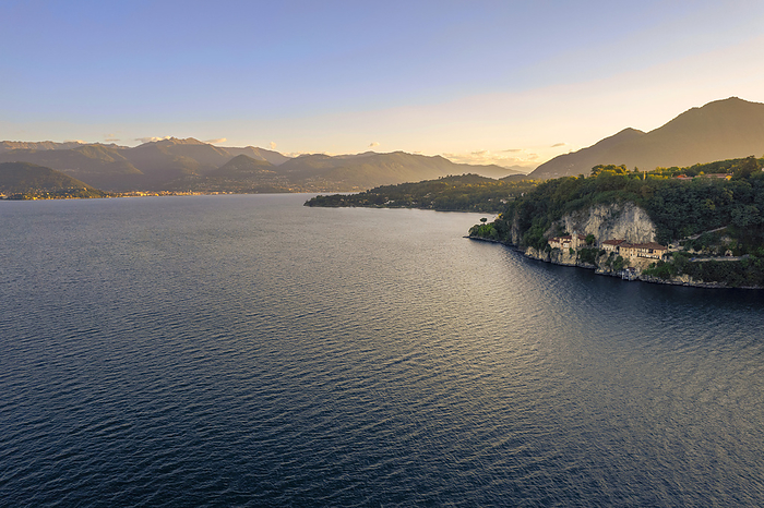 Scenic view of lake Maggiore at sunrise