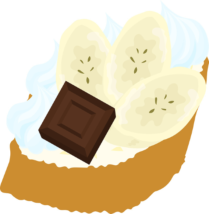 Delicious and cute open sandwich icons with bananas, whipped cream, chocolate, etc.