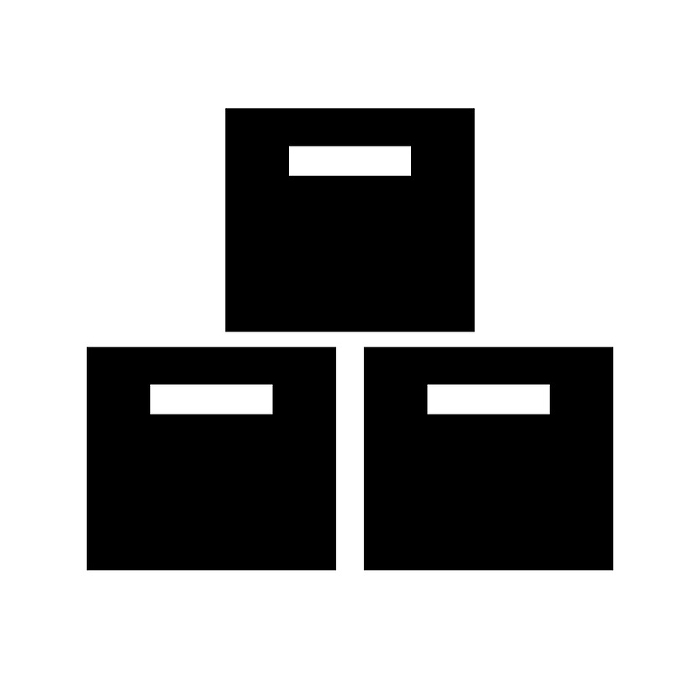 Silhouette icon of stacked cardboard boxes. Stock. Vector.