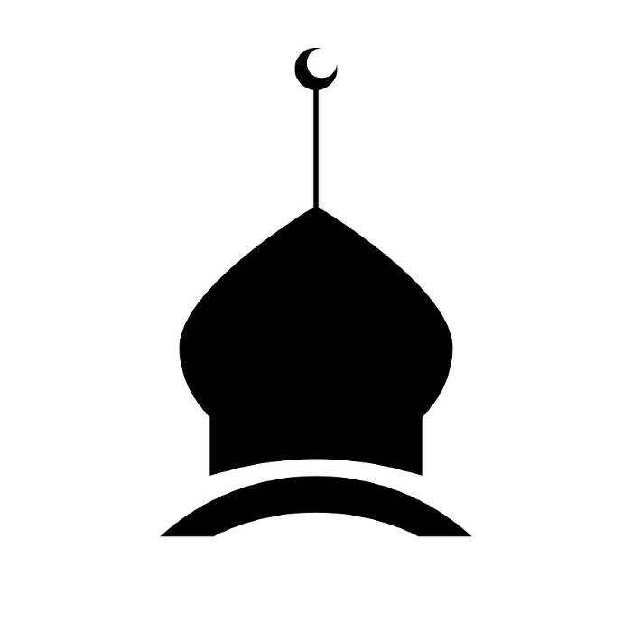 Silhouette icon of an Islamic mosque. Vector.