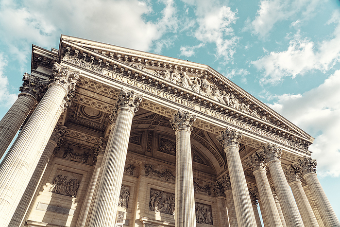 Pantheon building mausoleum  monument, Paris, France France, Ile De France, Paris, Entrance colonnade of Pantheon