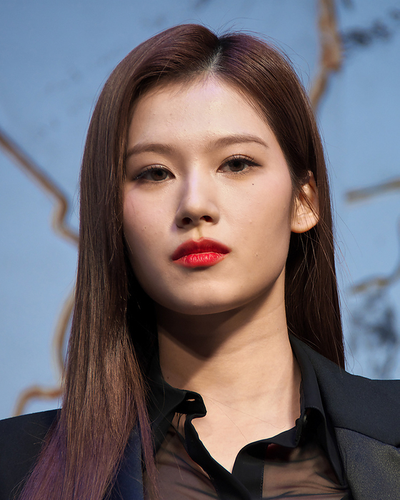 YSL Japan Ambassador TWICE Sana appointed Sana of K pop group TWICE attends a press conference for Yves Saint Laurent Beaut teu at Shibuya Stream Hall in Tokyo, Japan on December 18, 2023.