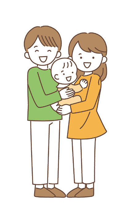 clip art of happy family holding a baby