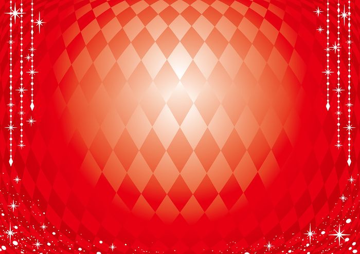 Red gradient spherically distorted diamond pattern with glitter background