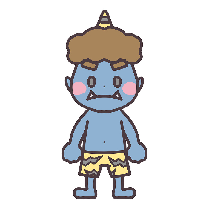Simple deformed blue demon character illustration