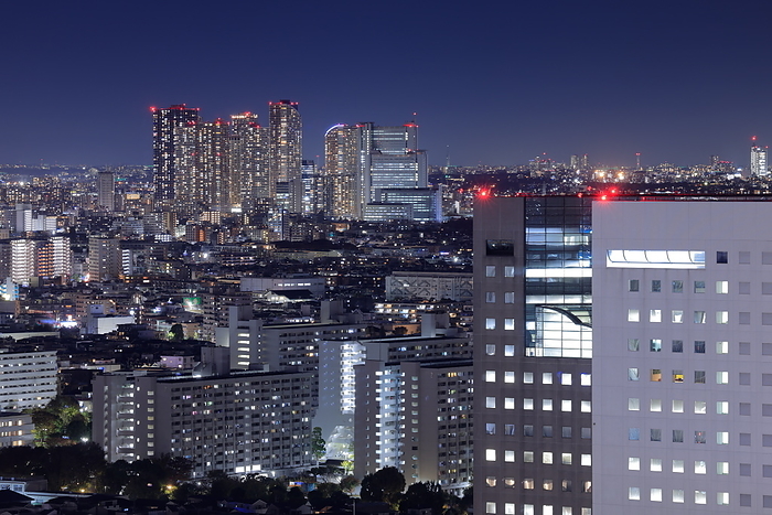 Night view toward Musashikosugi from Kawasaki City Hall Observation Deck, Kanagawa Prefecture