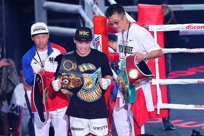 Naoya Inoue wins by KO to unify 4 world super bantamweight titles in 2 weight classes  L R  Takuma Inoue, Naoya Inoue  JPN  Naoya Inoue  JPN , Shingo Inoue, Trainer DECEMBER 26, 2023   Boxing :. The WBA, WBC, WBO and IBF world super bantamweight title unification boxing bout at Ariake Arena in Tokyo, Japan.  Photo by Naoki Nishimura AFLO SPORT 