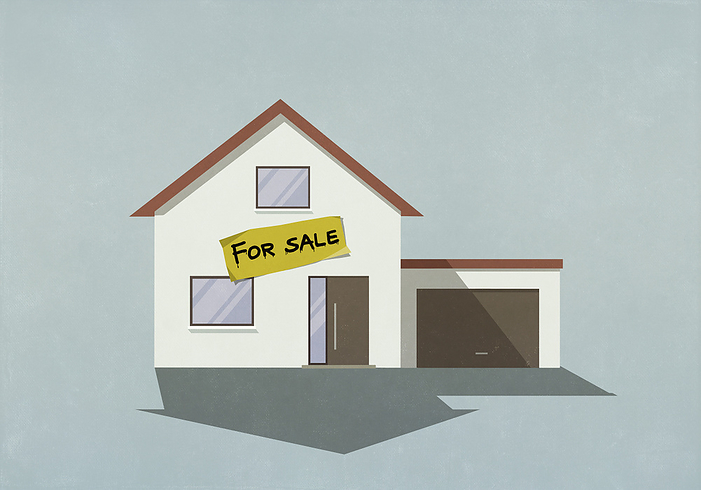 For sale sign on house, by Malte Mueller