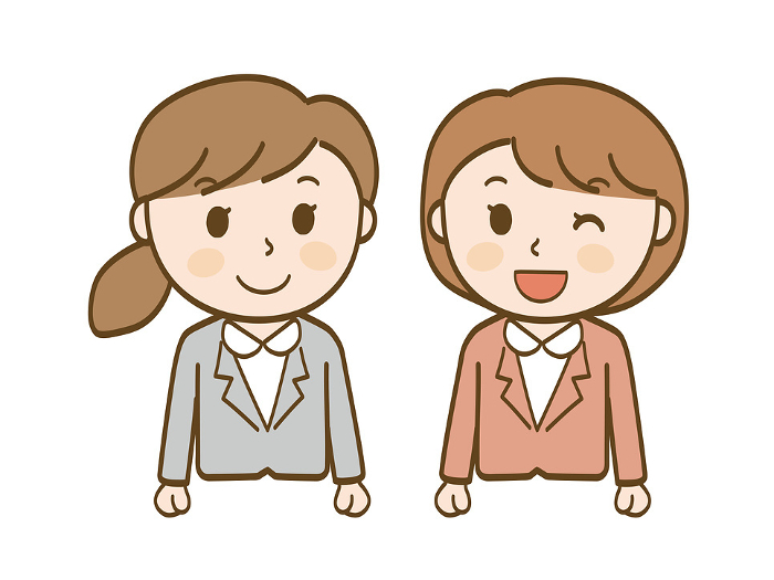 Two smiling female office workers