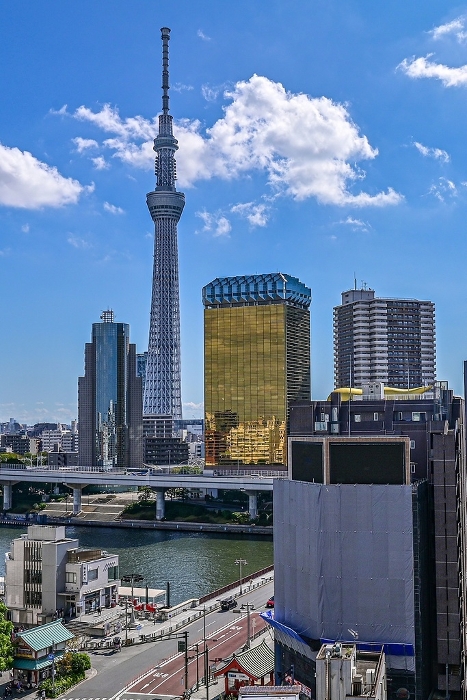 Tokyo] A view of the Tokyo Sky Tree. It was very beautiful with the blue sky.