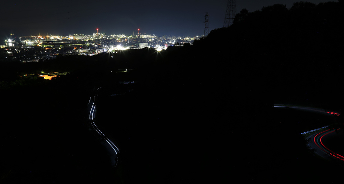 Night view of Niihama from the mountain