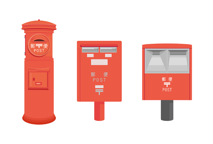 Clip art of post boxes of various ages