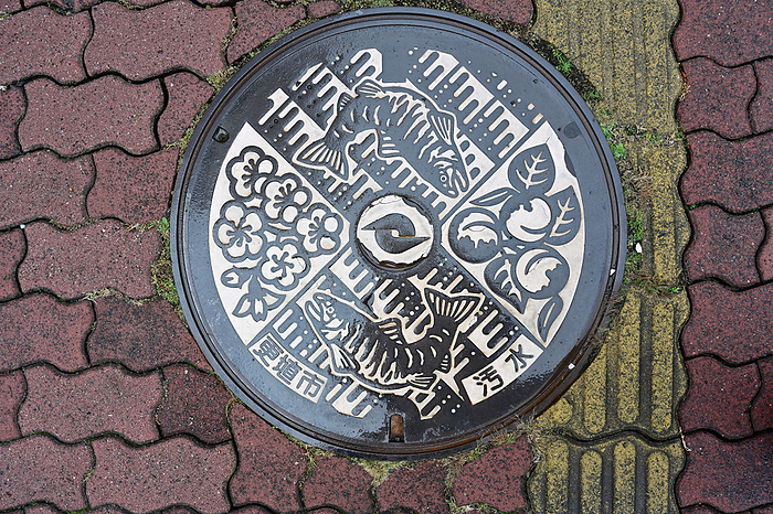 Former Koshoku City manhole cover Nagano Pref. Chikuma City manhole cover