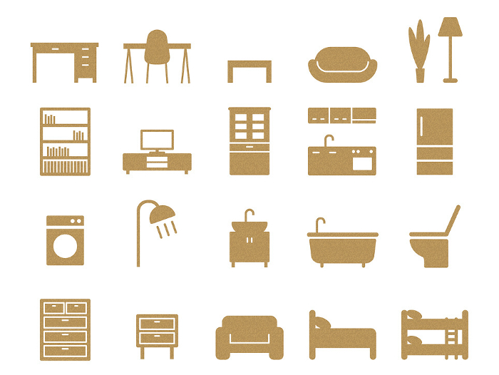Set of icons for interior and water etc_cork pattern_vector