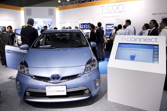 Smart Community Comprehensive Exhibition for New Urban Development June 18, 2014, Tokyo, Japan : The Toyota Prius PHV  Plug in Hybrid Vehicle  includes the new interactive navigation service  T Connect  which is compatible with smart phones at the Smart Community Japan 2014 in Tokyo Big Sight on June 18, 2014. The exhibition brings the latests products and technologies divided in 5 categories,  Smart Community Exhibition ,  Biomass Expo ,  Next Generation Vehicle Exhibition, and newly created  Community Cloud 2014 , which introduces technology for urban development. This year 229 enterprises and organizations shows their products from June 18th to 20th.  Photo by Rodrigo Reyes Marin AFLO 