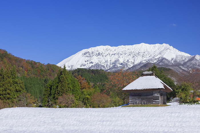 Mt. Daisen with the first snow and blue sky, Tottori Pref.