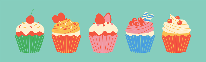 Clip art set of cupcake Colorful pop color