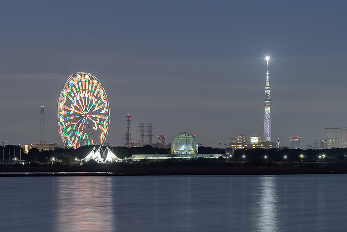 Tokyo Sky Tree and Ferris wheel Urayasu City, Chiba Prefecture