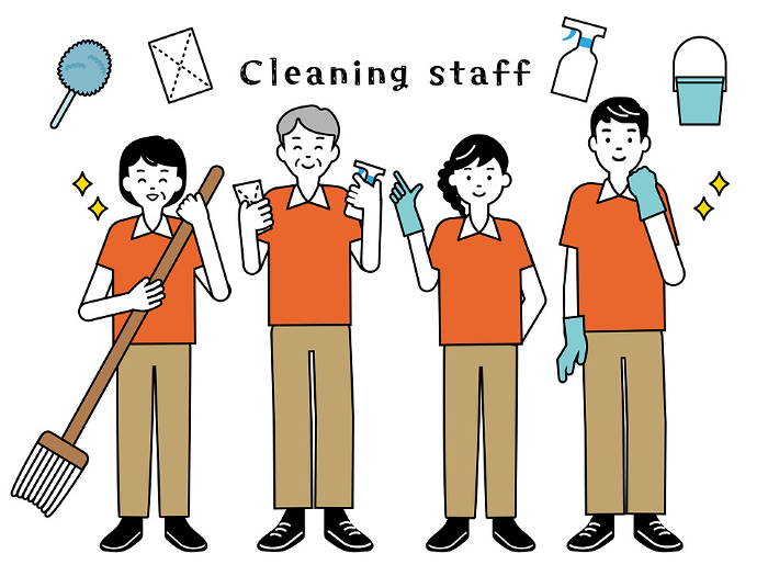 Clip art set of cleaning staff (man and woman)