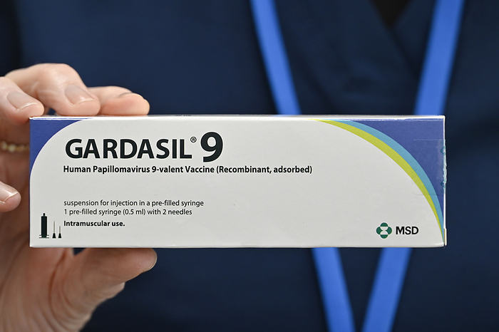 Gardasil cervical cancer vaccine Gardasil cervical cancer vaccine packaging. This vaccine protects against nine types of the human papillomavirus  HPV . HPV causes a number of cancers, including cervical and penile cancers, and genital warts., by DR P. MARAZZI SCIENCE PHOTO LIBRARY