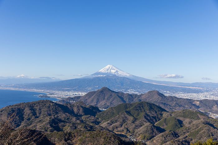 Fuji and Suruga Bay from the summit of Mt.