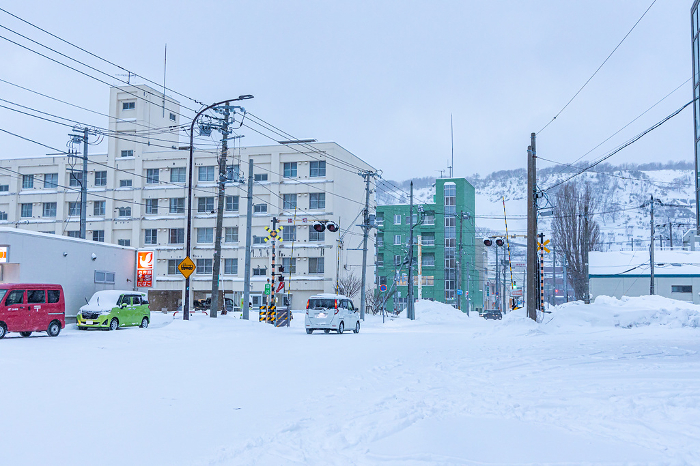 Townscape of Wakkanai, Hokkaido in winter