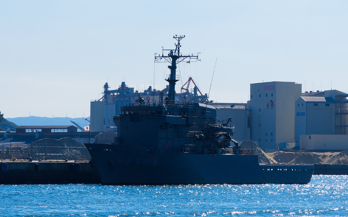 A destroyer docked at the port of Sasebo
