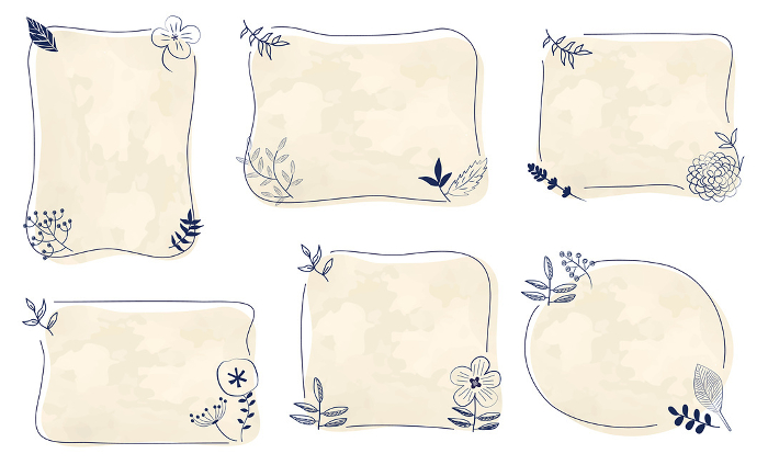 Scandinavian style flowers and grasses_natural frame set 1294
