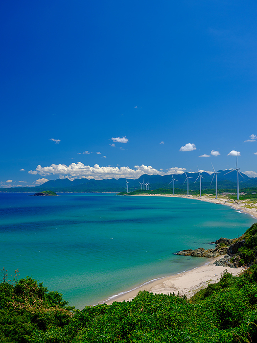 Wind power generation on the Asari Coast, Gotsu City, Shimane Prefecture