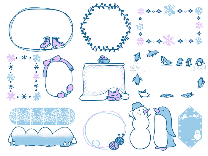 Cute hand-painted winter frame set
