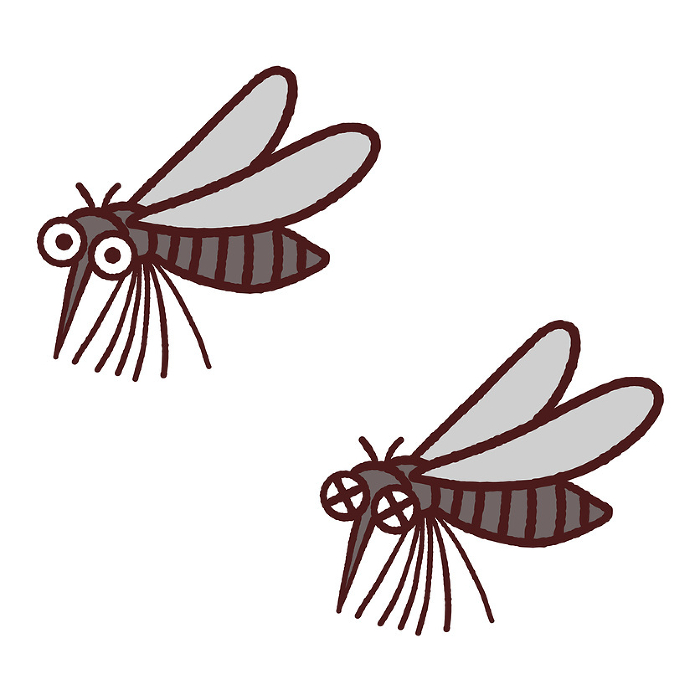 Cute clip art of cheerful mosquito and mosquito attacked.