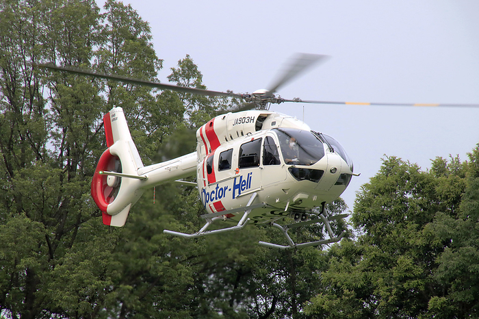 Doctor helicopter taking off Higashiyamato Minami Park
