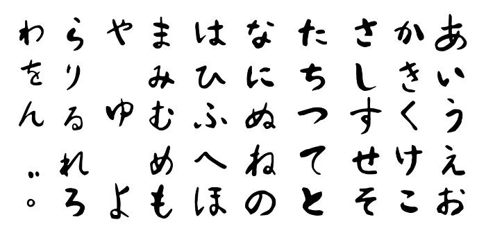 Handwritten hiragana characters