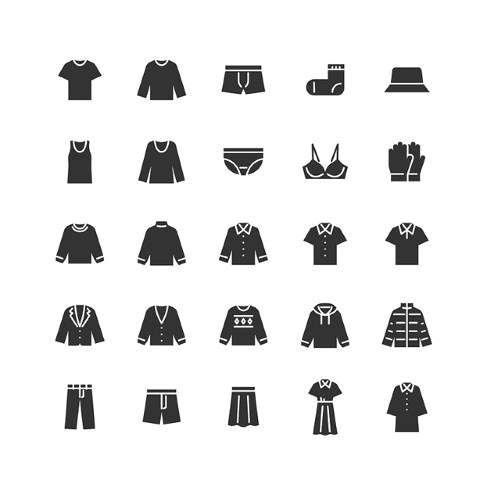 Clothing monochrome icon set