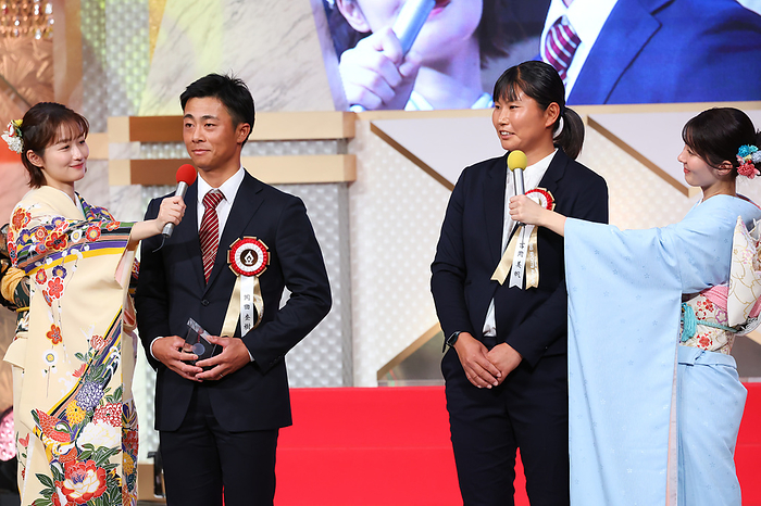 2024 TV Asahi Big Sports Award Award Ceremony  L to R  Keiju Okada, Keiju Okada Miho Yoshioka, JANUARY 12, 2024 : The 57th TV Asahi BIG SPORTS AWARD 2024 in Tokyo, Japan.  Photo by Naoki Morita AFLO SPORT 