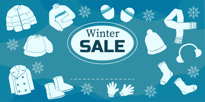 Blue winter sale clothing ads