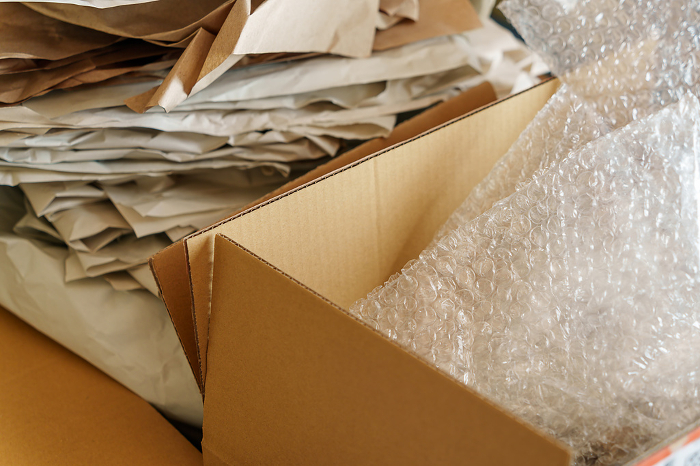Cardboard boxes and packing materials