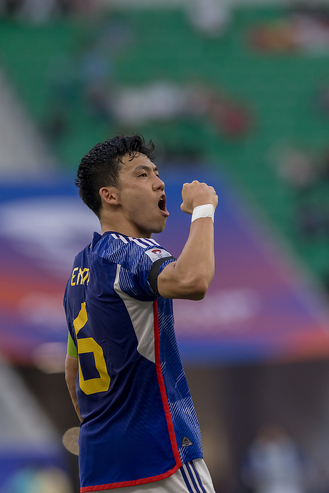 2023 AFC Asian Cup Group Stage Nakamura scores winner DOHA, QATAR   JANUARY 14: Japan midfielder Wataru Endo cheers on as Keigo Nakamura s goal at Al Thumana Stadium in the AFC Asian Cup 2023 Qatar Group B fixture between Japan and Vietnam on January 14, 2024.