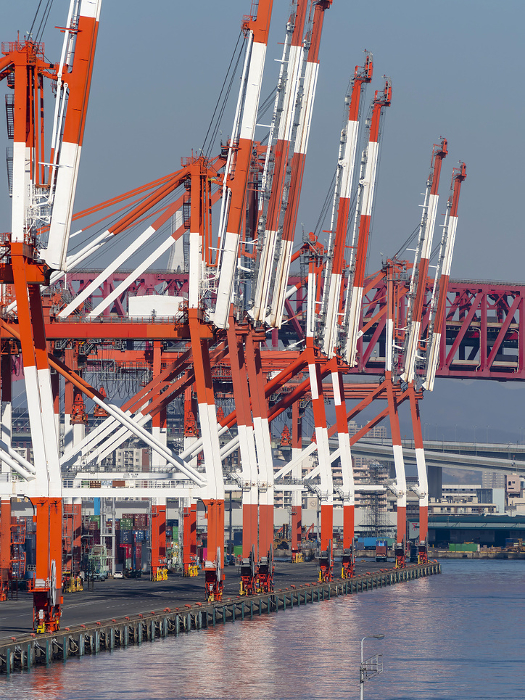 Gantry cranes and container terminal at the Port of Osaka Inner Harbor
