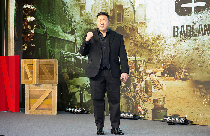 Press conference for the upcoming Netflix film,  Badland Hunters  in Seoul Ma Dong Seok, Jan 16, 2024 : Actor Ma Dong Seok  Don Lee  poses at a press conference for the upcoming Netflix film, Badland Hunters  in Seoul, South Korea. The film tells the stories of individuals fighting to survive in an apocalypse caused by a large earthquake.  Badland Hunters  will premiere on Netflix, January 26.  Photo by Lee Jae Won AFLO 