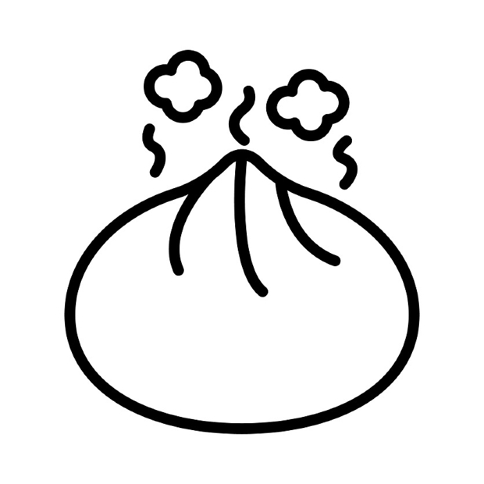 Icon of meat bun and steam. Vector.