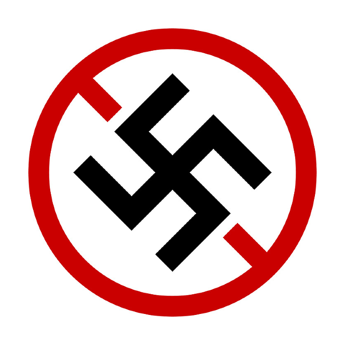 Icon of Nazism ban. Marks of 卐 and prohibition. Vector.