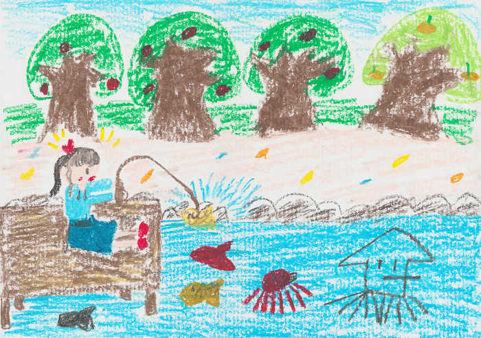 Fishing picture drawn by a child