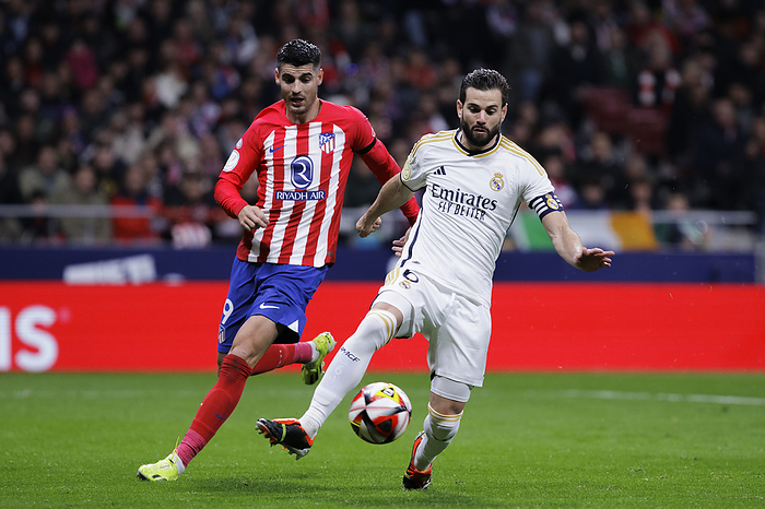 Copa del Rey   Atletico de Madrid vs  Real Madrid   MADRID, SPAIN    JANUARY 18, 2024:Nacho Fernandez of Real Madrid and Alvaro Morata of Atletico de Madrid  during the Copa del Rey Round of 16 match between Atletico de Madrid and Real Madrid at Civitas Metropolitano Stadium.  Photo by Guille Martinez AFLO 