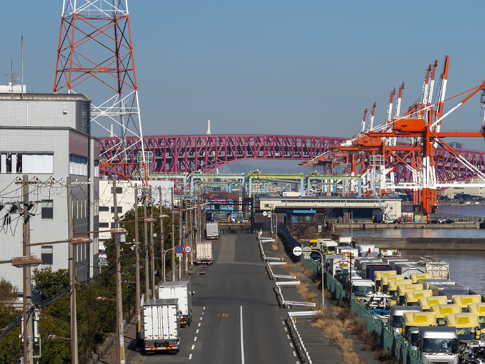 Container terminal and Port Bridge at the Port of Osaka